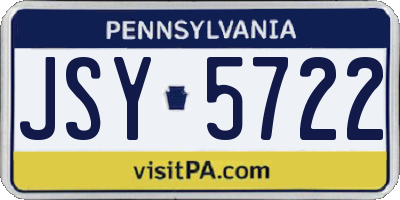PA license plate JSY5722