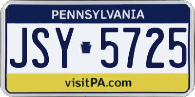 PA license plate JSY5725