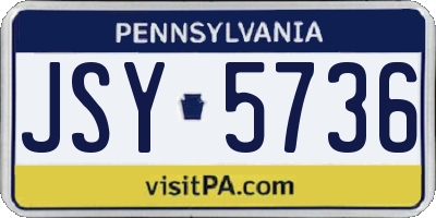 PA license plate JSY5736
