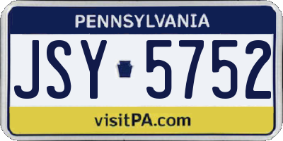 PA license plate JSY5752