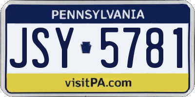 PA license plate JSY5781