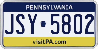 PA license plate JSY5802