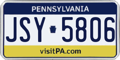 PA license plate JSY5806