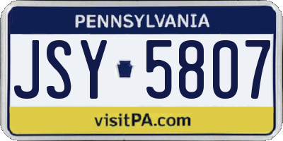 PA license plate JSY5807