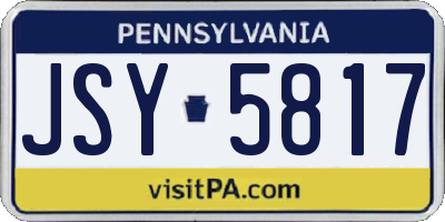 PA license plate JSY5817