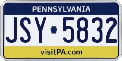 PA license plate JSY5832
