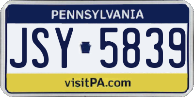 PA license plate JSY5839