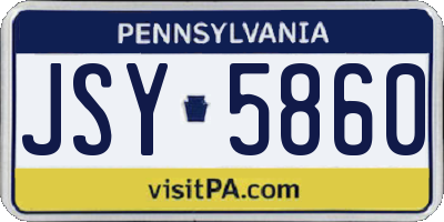PA license plate JSY5860