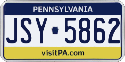 PA license plate JSY5862