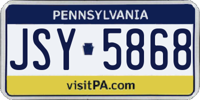 PA license plate JSY5868