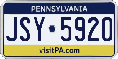 PA license plate JSY5920