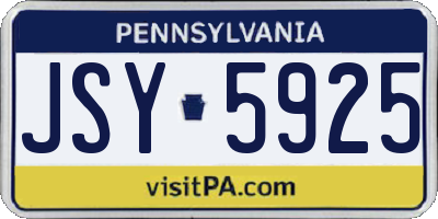 PA license plate JSY5925