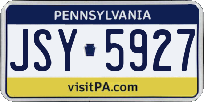 PA license plate JSY5927