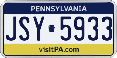 PA license plate JSY5933
