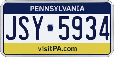 PA license plate JSY5934