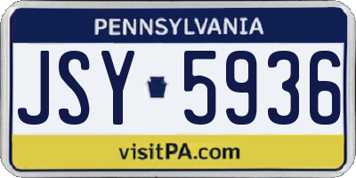 PA license plate JSY5936