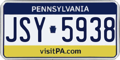 PA license plate JSY5938