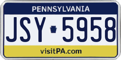 PA license plate JSY5958