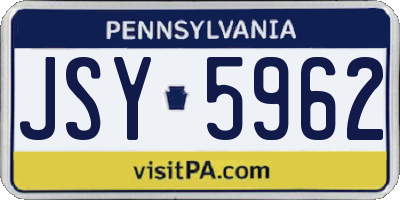PA license plate JSY5962