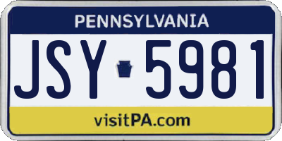PA license plate JSY5981