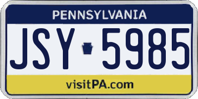 PA license plate JSY5985