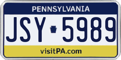PA license plate JSY5989