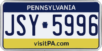 PA license plate JSY5996