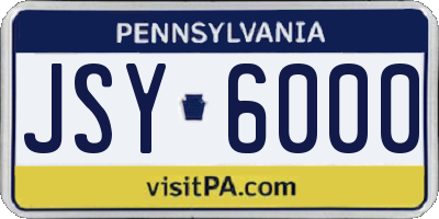 PA license plate JSY6000