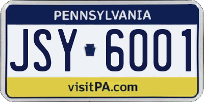 PA license plate JSY6001