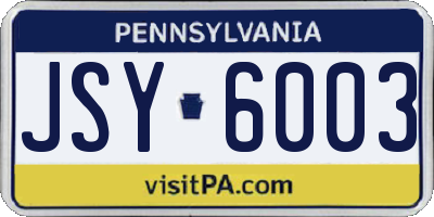 PA license plate JSY6003