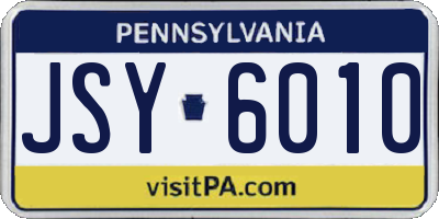 PA license plate JSY6010