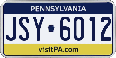 PA license plate JSY6012