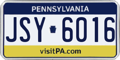 PA license plate JSY6016