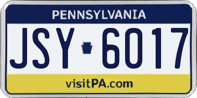 PA license plate JSY6017