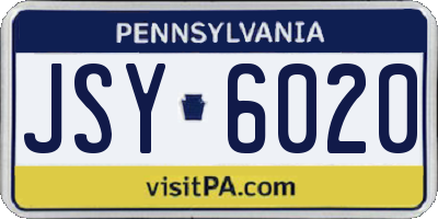 PA license plate JSY6020