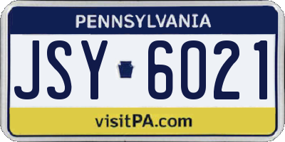 PA license plate JSY6021