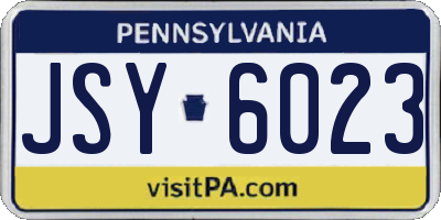 PA license plate JSY6023