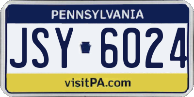 PA license plate JSY6024