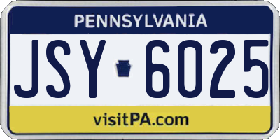PA license plate JSY6025