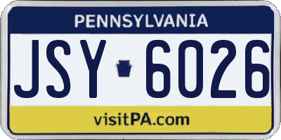 PA license plate JSY6026