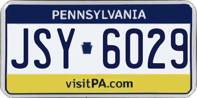 PA license plate JSY6029