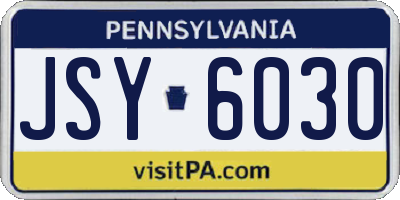 PA license plate JSY6030