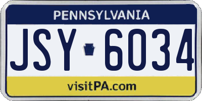 PA license plate JSY6034