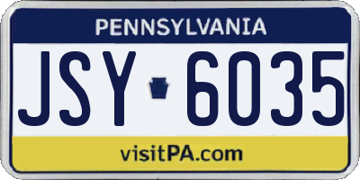 PA license plate JSY6035