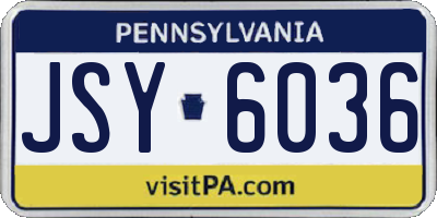 PA license plate JSY6036