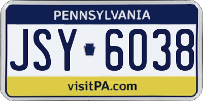 PA license plate JSY6038