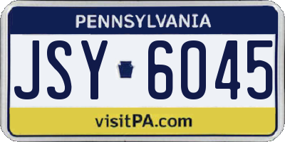 PA license plate JSY6045