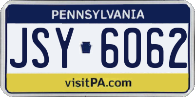 PA license plate JSY6062