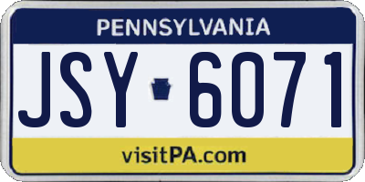 PA license plate JSY6071