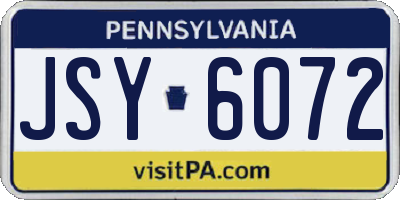 PA license plate JSY6072